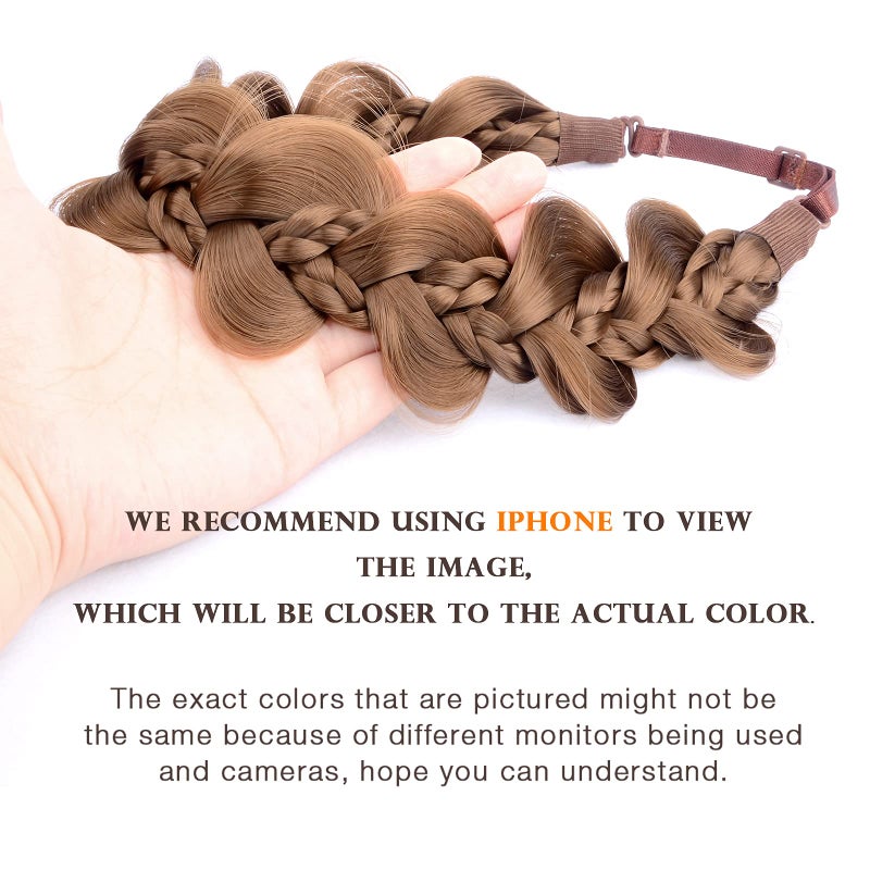 DIGUAN Kinky Synthetic Hair Braided Headband Wide Hairpiece Women Girl Beauty accessory (8-Medium Brown) - Image 3